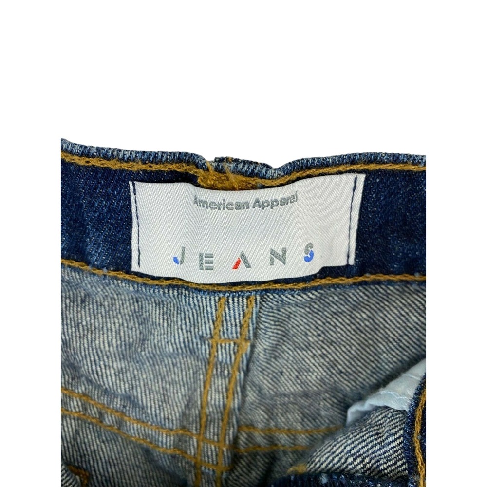 American Apparel Womens Jean‎ Shorts Blue Denim Front Button High Waist 24 New - Picture 2 of 4